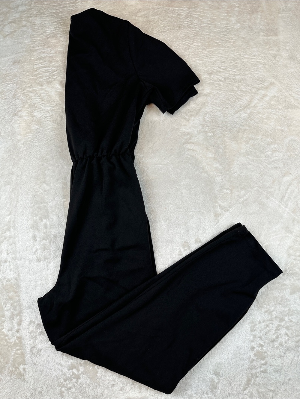 Lily Rose Size M Black Short Sleeve Elastic Waist Jumpsuit | Formal | Business